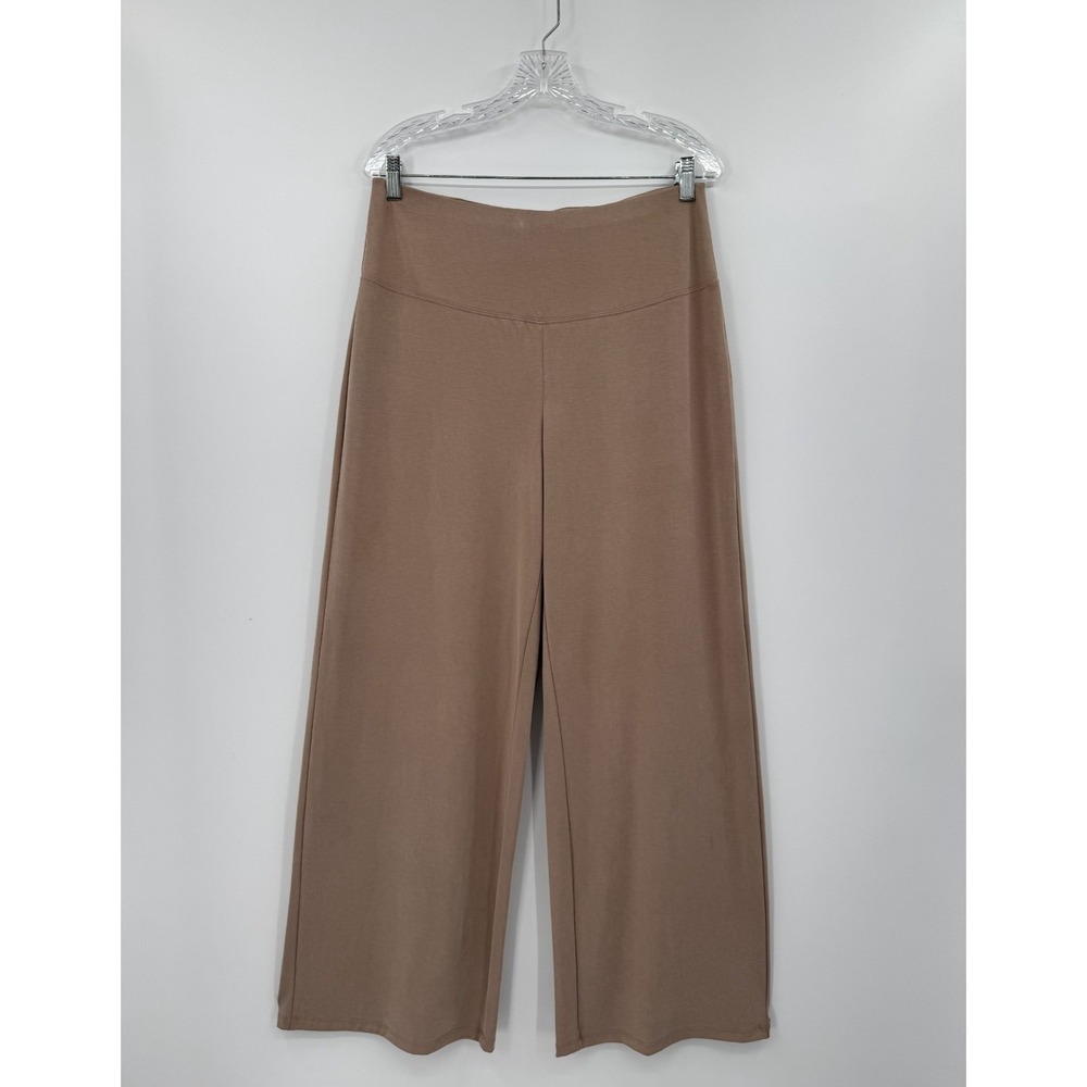 Magaschoni Wide Leg Knit Pants Taupe Pull-On Palazzo Lounge Pants Size Large - Picture 2 of 12